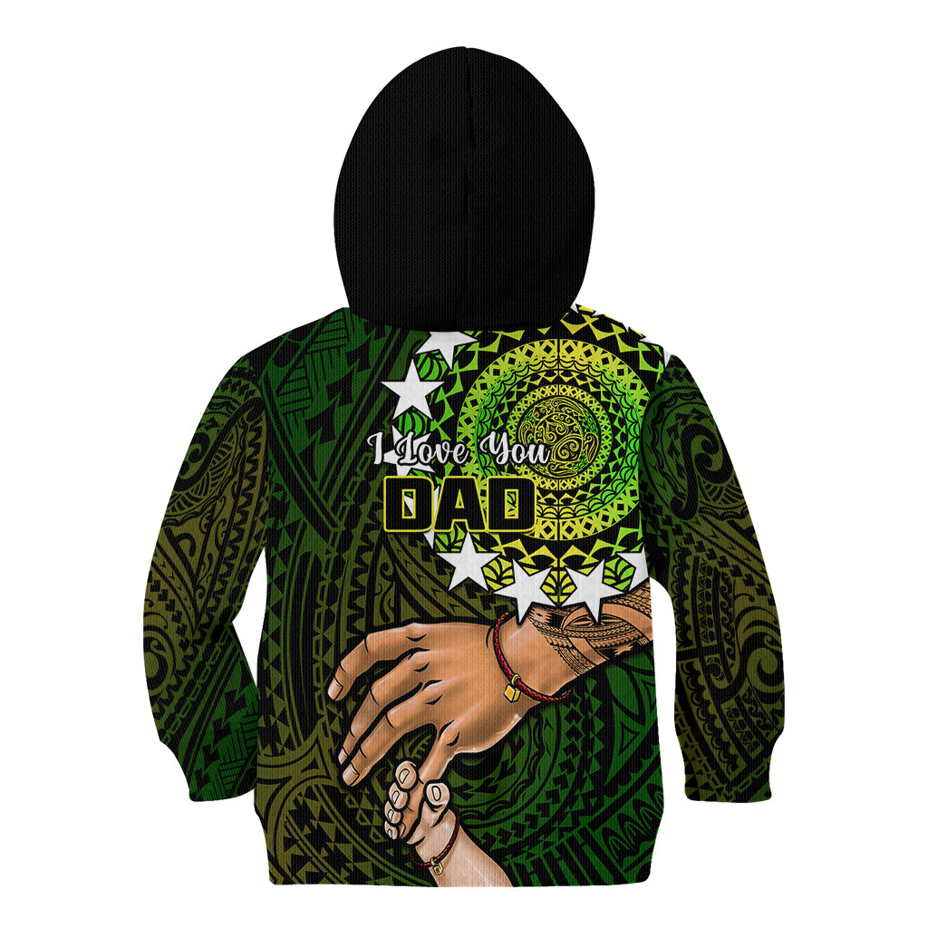Polynesian Pride Father Day Cook Islands Kid Hoodie I Love You Dad Kuki Airani Turtle Pattern - Wonder Print Shop