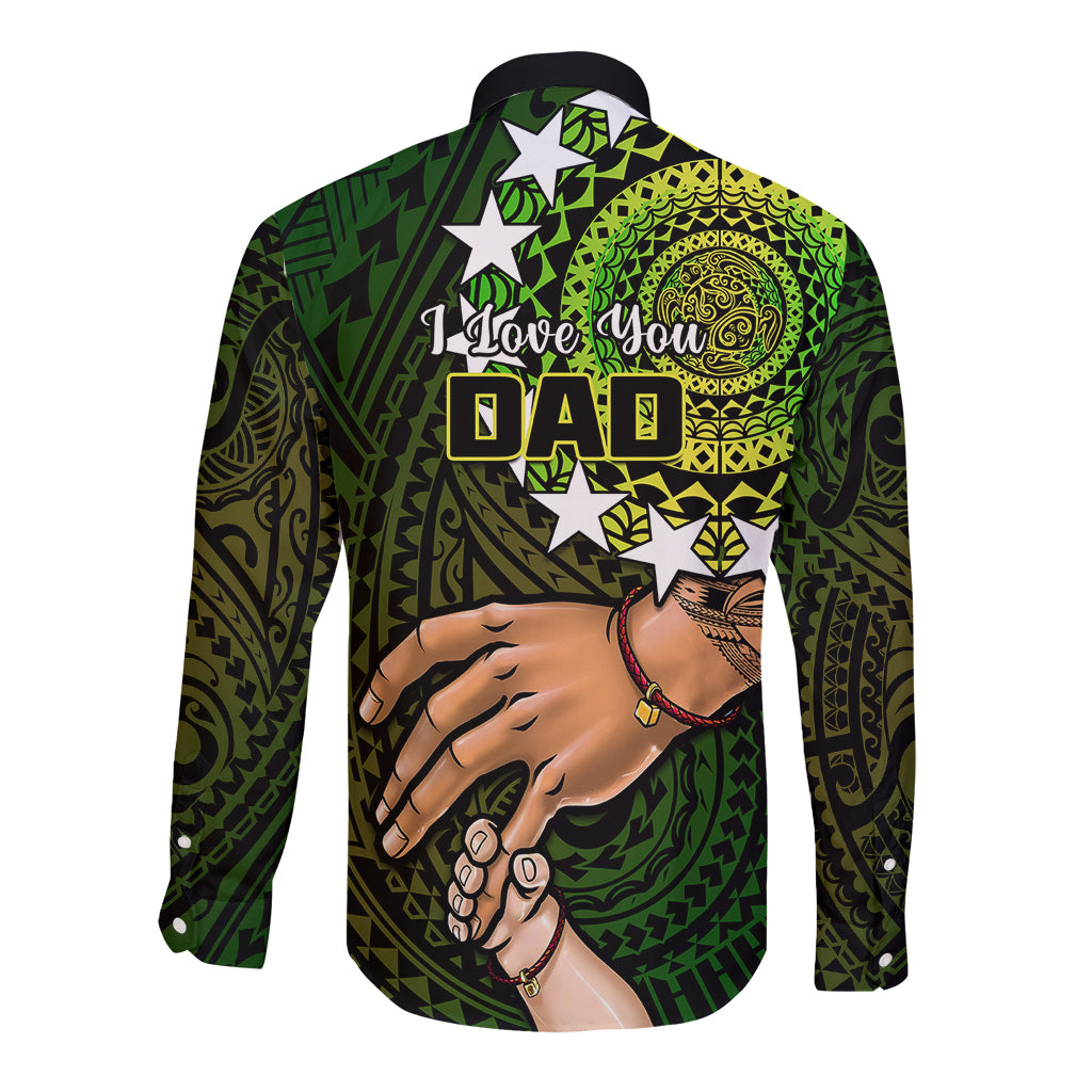 Polynesian Pride Father Day Cook Islands Long Sleeve Button Shirt I Love You Dad Kuki Airani Turtle Pattern - Wonder Print Shop