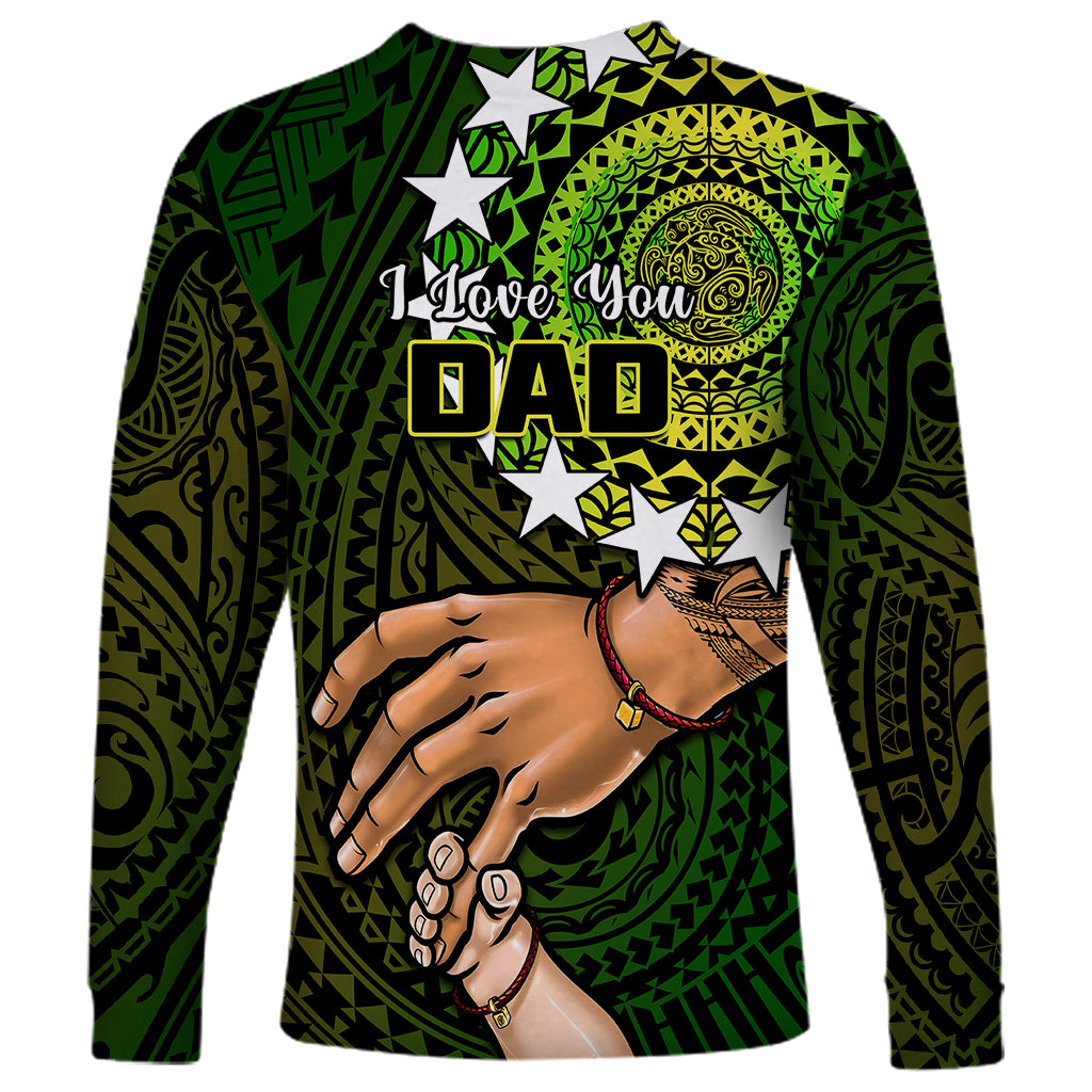 Polynesian Pride Father Day Cook Islands Long Sleeve Shirt I Love You Dad Kuki Airani Turtle Pattern - Wonder Print Shop