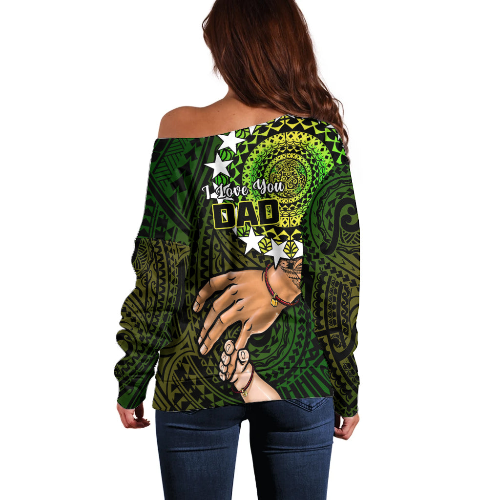 Polynesian Pride Father Day Cook Islands Off Shoulder Sweater I Love You Dad Kuki Airani Turtle Pattern - Wonder Print Shop