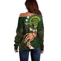 Polynesian Pride Father Day Cook Islands Off Shoulder Sweater I Love You Dad Kuki Airani Turtle Pattern - Wonder Print Shop