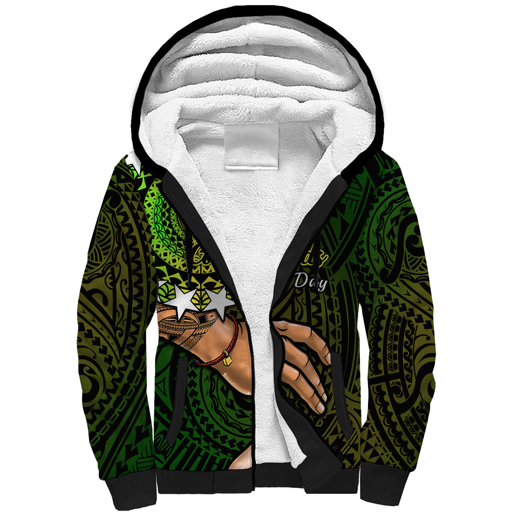 Polynesian Pride Father Day Cook Islands Sherpa Hoodie I Love You Dad Kuki Airani Turtle Pattern - Wonder Print Shop