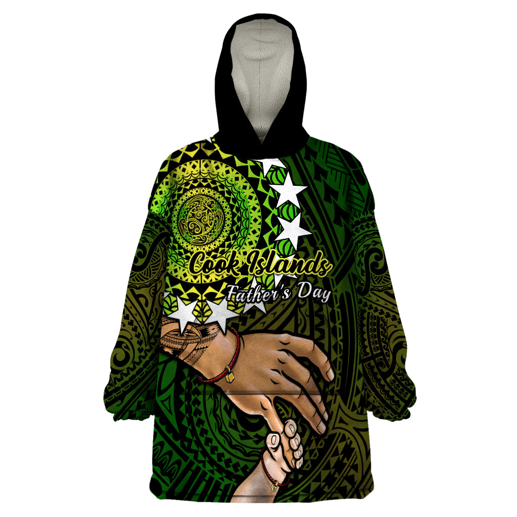 Polynesian Pride Father Day Cook Islands Wearable Blanket Hoodie I Love You Dad Kuki Airani Turtle Pattern - Wonder Print Shop
