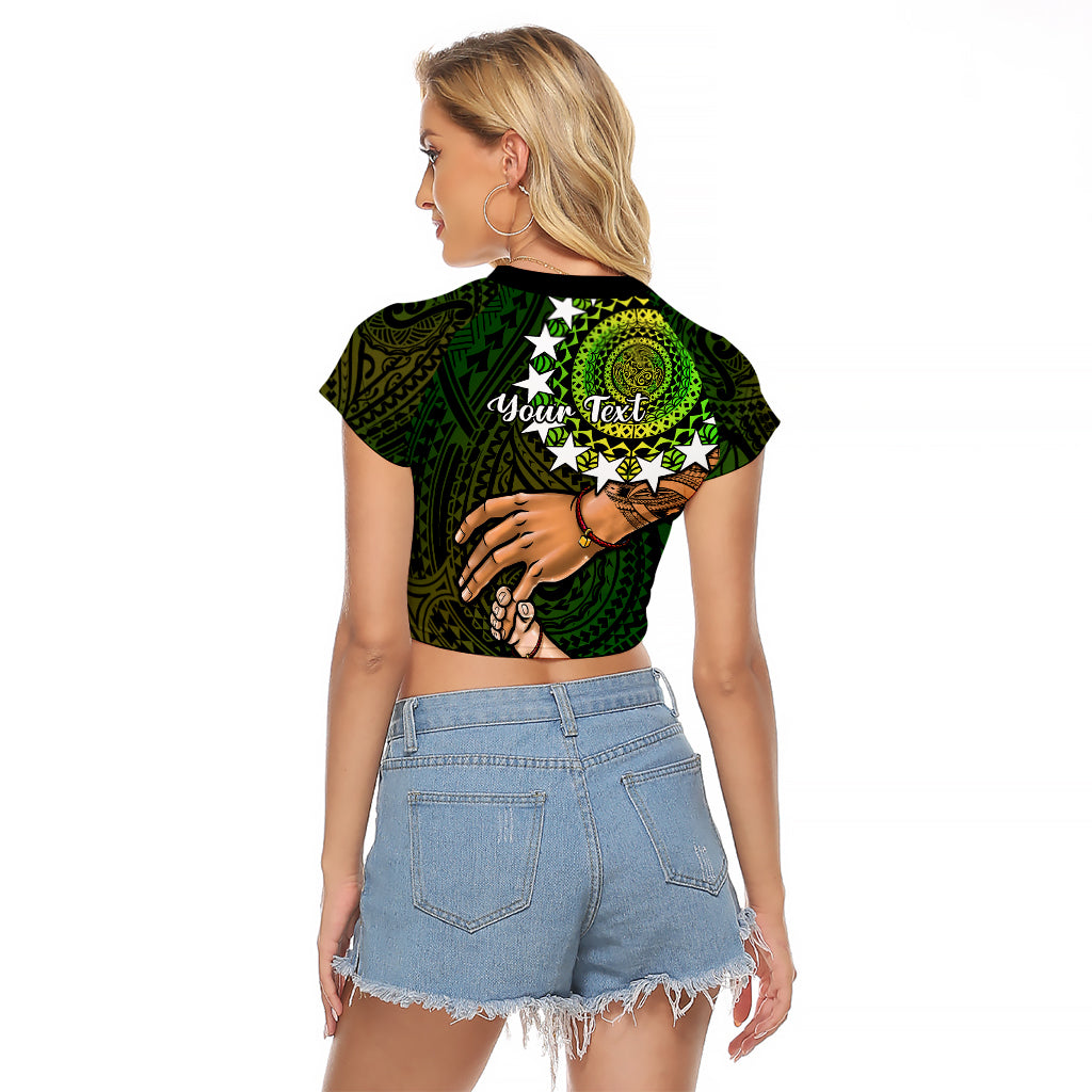 Personalised Father Day Cook Islands Raglan Cropped T Shirt I Love You Dad Kuki Airani Turtle Pattern - Wonder Print Shop