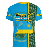 1 July Independence Day Rwanda Women V Neck T Shirt African Imigongo Happy 61st Anniversary - Wonder Print Shop