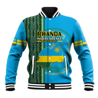 Personalised 1 July Independence Day Rwanda Baseball Jacket African Imigongo Happy 61st Anniversary - Wonder Print Shop