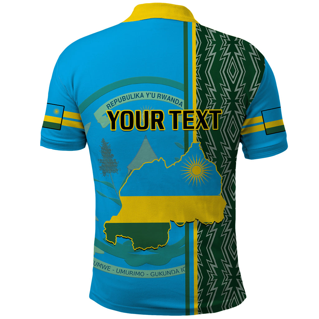 Personalised 1 July Independence Day Rwanda Polo Shirt African Imigongo Happy 61st Anniversary - Wonder Print Shop
