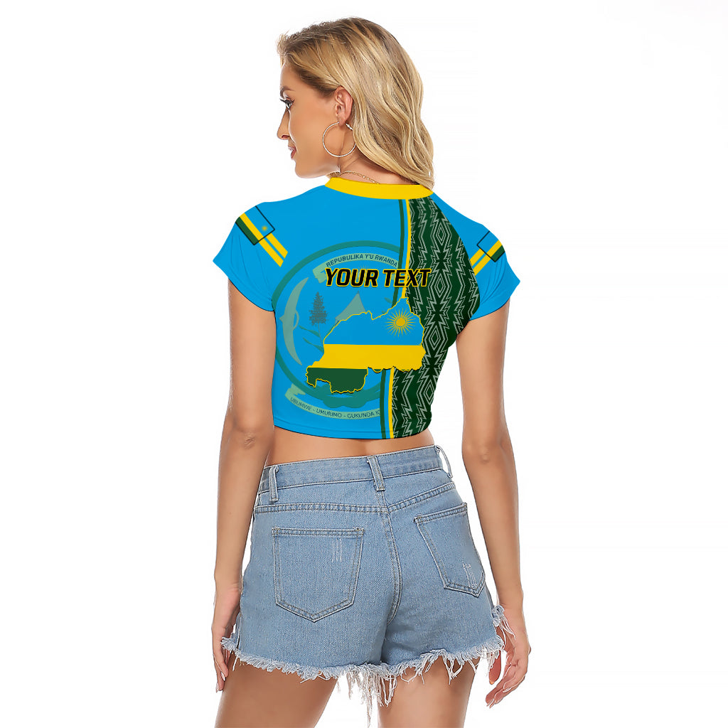 Personalised 1 July Independence Day Rwanda Raglan Cropped T Shirt African Imigongo Happy 61st Anniversary - Wonder Print Shop