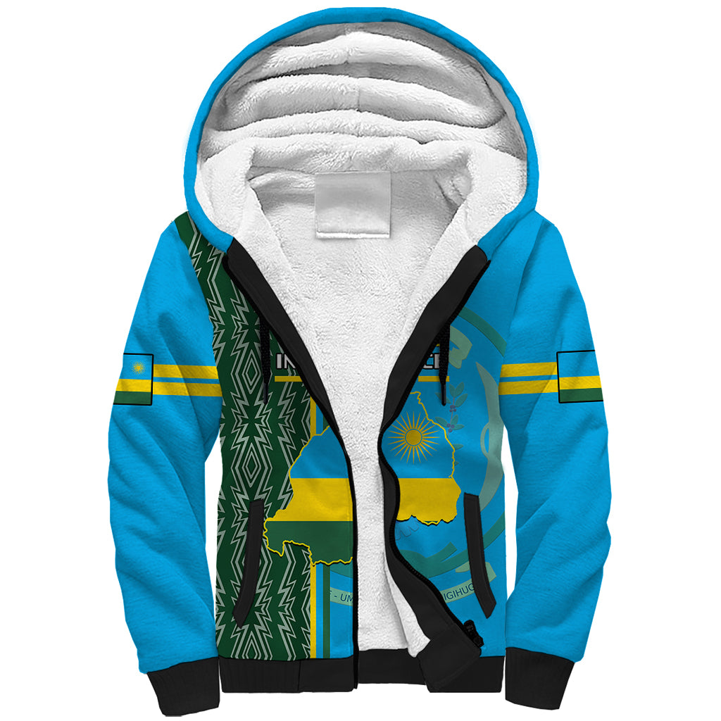 Personalised 1 July Independence Day Rwanda Sherpa Hoodie African Imigongo Happy 61st Anniversary - Wonder Print Shop