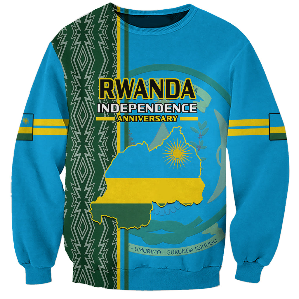 Personalised 1 July Independence Day Rwanda Sweatshirt African Imigongo Happy 61st Anniversary - Wonder Print Shop
