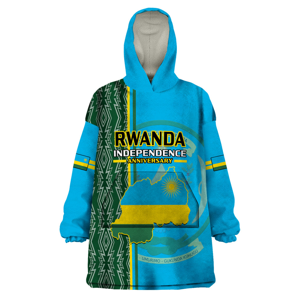 Personalised 1 July Independence Day Rwanda Wearable Blanket Hoodie African Imigongo Happy 61st Anniversary - Wonder Print Shop