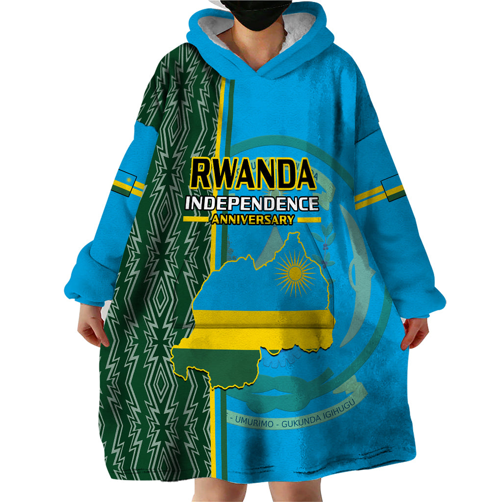Personalised 1 July Independence Day Rwanda Wearable Blanket Hoodie African Imigongo Happy 61st Anniversary - Wonder Print Shop