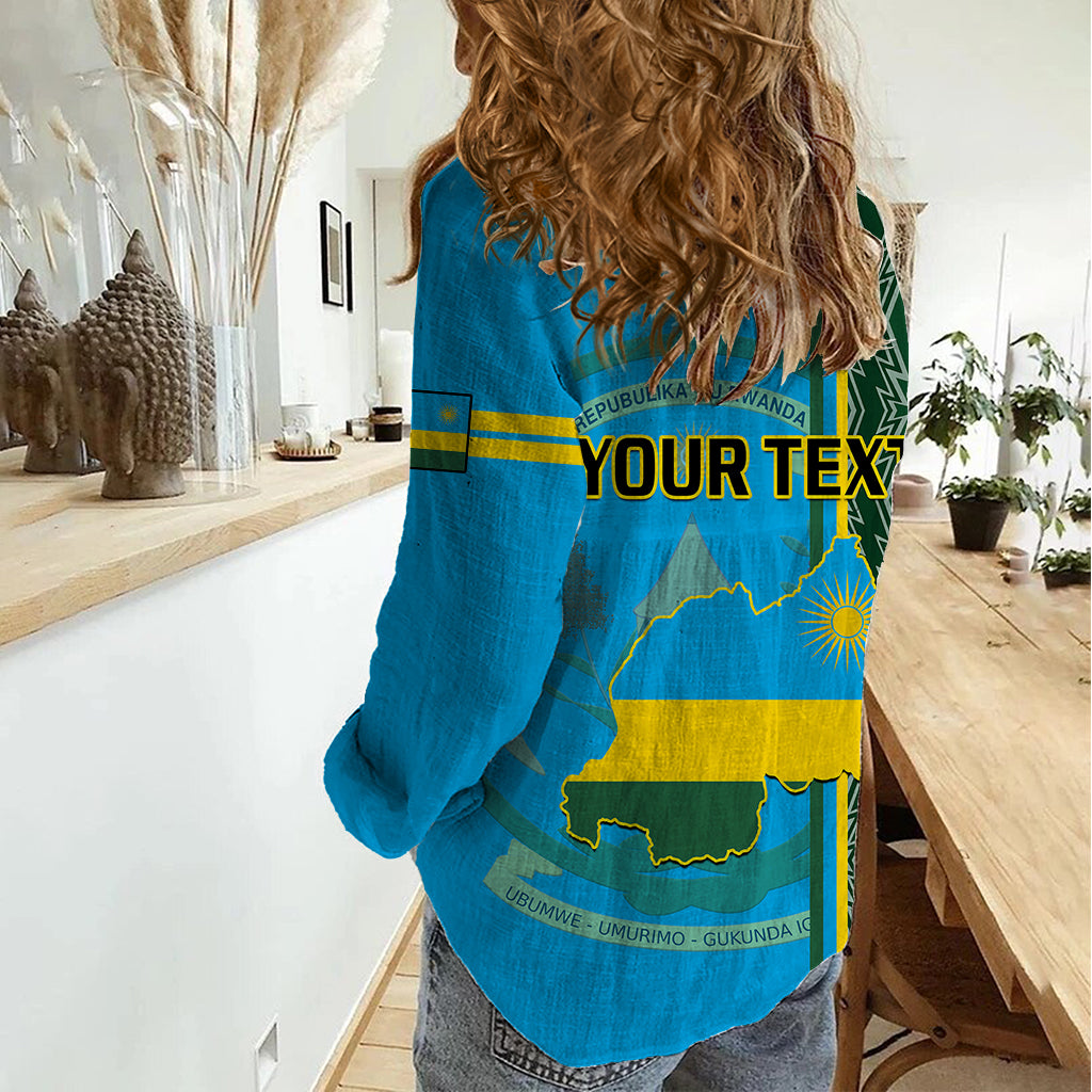 Personalised 1 July Independence Day Rwanda Women Casual Shirt African Imigongo Happy 61st Anniversary - Wonder Print Shop