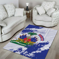 Custom Haiti Football Area Rug Les Grenadiers Blue Grunge Polynesian Tattoo - Wonder Print Shop