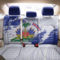 Custom Haiti Football Back Car Seat Cover Les Grenadiers Blue Grunge Polynesian Tattoo - Wonder Print Shop
