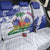 Custom Haiti Football Back Car Seat Cover Les Grenadiers Blue Grunge Polynesian Tattoo - Wonder Print Shop