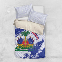 Custom Haiti Football Bedding Set Les Grenadiers Blue Grunge Polynesian Tattoo - Wonder Print Shop