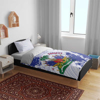 Custom Haiti Football Bedding Set Les Grenadiers Blue Grunge Polynesian Tattoo - Wonder Print Shop