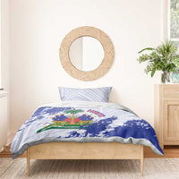 Custom Haiti Football Bedding Set Les Grenadiers Blue Grunge Polynesian Tattoo - Wonder Print Shop