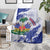 Custom Haiti Football Blanket Les Grenadiers Blue Grunge Polynesian Tattoo - Wonder Print Shop