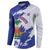 Custom Haiti Football Button Sweatshirt Les Grenadiers Blue Grunge Polynesian Tattoo - Wonder Print Shop