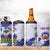 Custom Haiti Football 4 in 1 Can Cooler Tumbler Les Grenadiers Blue Grunge Polynesian Tattoo - Wonder Print Shop