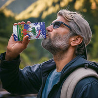 Custom Haiti Football 4 in 1 Can Cooler Tumbler Les Grenadiers Blue Grunge Polynesian Tattoo - Wonder Print Shop