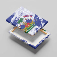 Custom Haiti Football Canvas Wall Art Les Grenadiers Blue Grunge Polynesian Tattoo - Wonder Print Shop