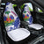 Custom Haiti Football Car Seat Cover Les Grenadiers Blue Grunge Polynesian Tattoo - Wonder Print Shop