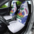 Custom Haiti Football Car Seat Cover Les Grenadiers Blue Grunge Polynesian Tattoo - Wonder Print Shop