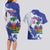 Custom Haiti Football Couples Matching Long Sleeve Bodycon Dress and Hawaiian Shirt Les Grenadiers Blue Grunge Polynesian Tattoo - Wonder Print Shop