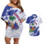 Custom Haiti Football Couples Matching Off Shoulder Short Dress and Hawaiian Shirt Les Grenadiers Blue Grunge Polynesian Tattoo - Wonder Print Shop