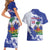 Custom Haiti Football Couples Matching Short Sleeve Bodycon Dress and Hawaiian Shirt Les Grenadiers Blue Grunge Polynesian Tattoo - Wonder Print Shop
