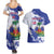 Custom Haiti Football Couples Matching Summer Maxi Dress and Hawaiian Shirt Les Grenadiers Blue Grunge Polynesian Tattoo - Wonder Print Shop