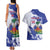 Custom Haiti Football Couples Matching Tank Maxi Dress and Hawaiian Shirt Les Grenadiers Blue Grunge Polynesian Tattoo - Wonder Print Shop