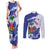 Custom Haiti Football Couples Matching Tank Maxi Dress and Long Sleeve Button Shirt Les Grenadiers Blue Grunge Polynesian Tattoo - Wonder Print Shop