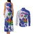 Custom Haiti Football Couples Matching Tank Maxi Dress and Long Sleeve Button Shirt Les Grenadiers Blue Grunge Polynesian Tattoo - Wonder Print Shop