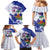 Custom Haiti Football Family Matching Mermaid Dress and Hawaiian Shirt Les Grenadiers Blue Grunge Polynesian Tattoo - Wonder Print Shop