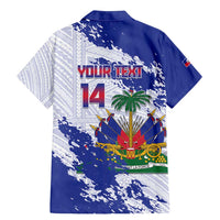 Custom Haiti Football Family Matching Mermaid Dress and Hawaiian Shirt Les Grenadiers Blue Grunge Polynesian Tattoo - Wonder Print Shop