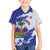 Custom Haiti Football Family Matching Off The Shoulder Long Sleeve Dress and Hawaiian Shirt Les Grenadiers Blue Grunge Polynesian Tattoo - Wonder Print Shop