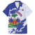 Custom Haiti Football Family Matching Off Shoulder Short Dress and Hawaiian Shirt Les Grenadiers Blue Grunge Polynesian Tattoo - Wonder Print Shop