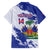 Custom Haiti Football Family Matching Summer Maxi Dress and Hawaiian Shirt Les Grenadiers Blue Grunge Polynesian Tattoo - Wonder Print Shop