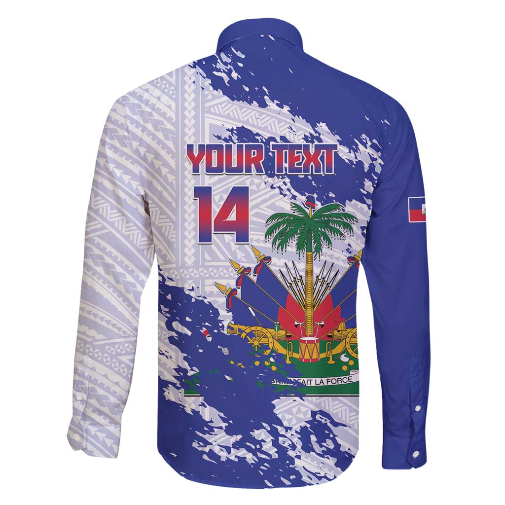 Custom Haiti Football Family Matching Tank Maxi Dress and Hawaiian Shirt Les Grenadiers Blue Grunge Polynesian Tattoo - Wonder Print Shop