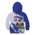 Custom Haiti Football Kid Hoodie Les Grenadiers Blue Grunge Polynesian Tattoo - Wonder Print Shop