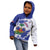 Custom Haiti Football Kid Hoodie Les Grenadiers Blue Grunge Polynesian Tattoo - Wonder Print Shop
