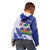 Custom Haiti Football Kid Hoodie Les Grenadiers Blue Grunge Polynesian Tattoo - Wonder Print Shop