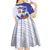 Custom Haiti Football Kid Short Sleeve Dress Les Grenadiers Blue Grunge Polynesian Tattoo - Wonder Print Shop