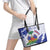 Custom Haiti Football Leather Tote Bag Les Grenadiers Blue Grunge Polynesian Tattoo - Wonder Print Shop