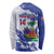 Custom Haiti Football Long Sleeve Shirt Les Grenadiers Blue Grunge Polynesian Tattoo - Wonder Print Shop