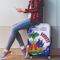 Custom Haiti Football Luggage Cover Les Grenadiers Blue Grunge Polynesian Tattoo - Wonder Print Shop